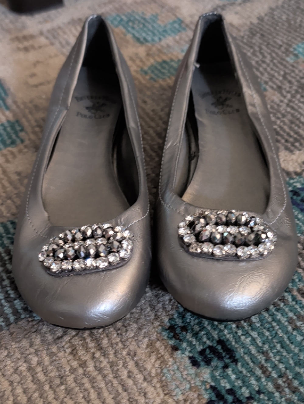 Beverly Hills Polo Club Silver Embellished Ballet Flats